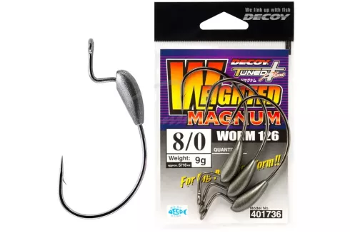 Крючки Decoy Worm126 Weighted Magnum №8/0-9г (3 шт/уп)