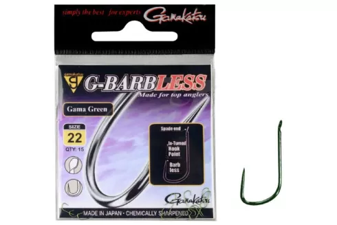 Гачки Gamakatsu G-Barbless Gama Green №18 (15шт/уп)