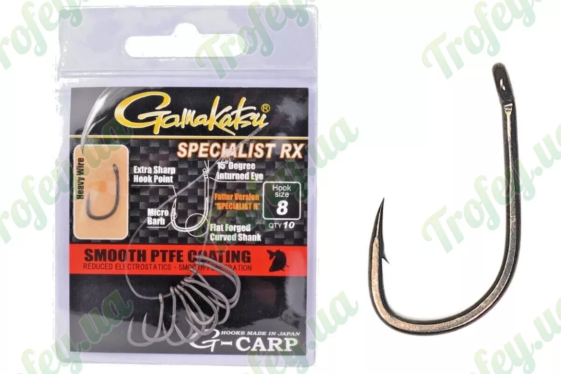 Крючки Gamakatsu G-Carp Specialist RX №8 (10шт/уп) за 228 грн в  интернет-магазине