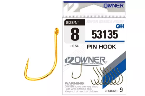 Крючки Owner Pin Hook 53135 Gold №6 (8 шт/уп)