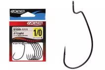 Крючки Owner J-Light Worm Hook 5109 №6 (7 шт/уп) Black chrome