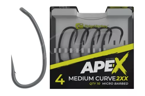 Крючки RidgeMonkey Ape-X Medium Curve 2XX с бородкой №6 (10 шт/уп)