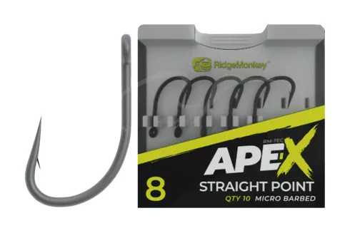 Крючки RidgeMonkey Ape-X Straight Point с бородкой №6 (10 шт/уп)