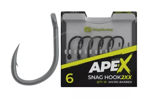 Крючки RidgeMonkey Ape-X Snag Hook 2XX с бородкой №4 (10 шт/уп)