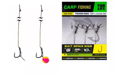 Короповий поводок Проф Монтаж з голкою Bait Spike Rigs №6 10см 25lb/11.5кг (3 шт/уп)