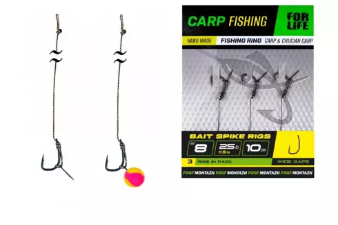 Карповый поводок Проф Монтаж с иглой Bait Spike Rigs №8 10см 25lb/11.5кг (3 шт/уп)