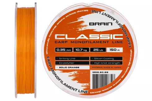 Волосінь Brain Classic Carp Line Solid orange 150м 0.35мм 10.7кг 25lb