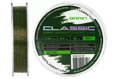 Леска Brain Classic Carp Line 3D camo 150м 0.30мм 8.8кг 20lb