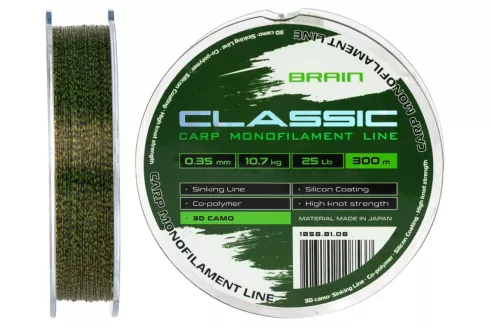 Леска Brain Classic Carp Line 3D camo 300м 0.35мм 10.7кг 25lb