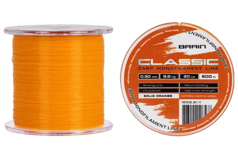 Волосінь Brain Classic Carp Line Solid orange 600м 0.30мм 8.8кг 20lb