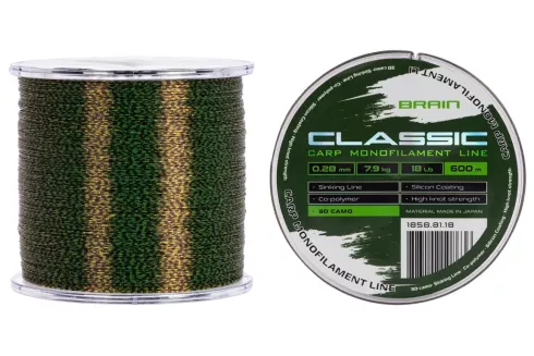 Леска Brain Classic Carp Line 3D camo 600м 0.28мм 7.9кг 18lb