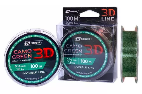 Леска Fishing ROI 3D Camo Green 100м 0.28мм 8.3кг