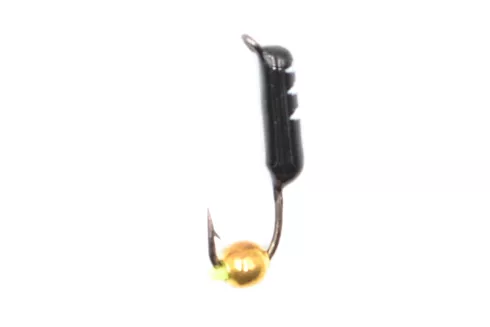 Мормышка вольфрамовая гвоздешарик 0.5г, цвет: черный с полосками, шар золото