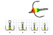 Тройник Fishing ROI с флюорисцентной каплей (зеленый/желтый/красный) №8