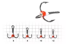 Тройник Fishing ROI с флюорисцентной каплей (белый/красный) №8