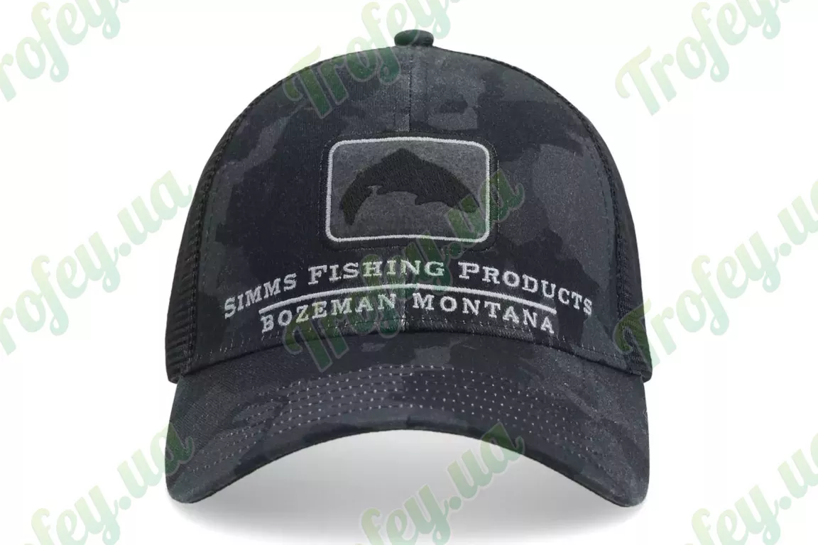 Fishing Cap Simms Trout Icon Trucker Regiment Camo Carbon