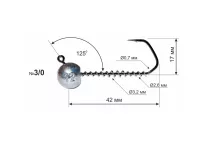 Джиг-головка Днипро-Свинец Barbarian с пружиной №3/0 7г (3шт/уп)