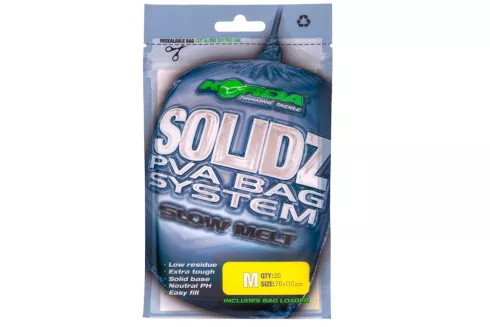 ПВА-пакеты Korda Solidz Slow Melt PVA Bags M 70х110мм (20шт/уп)