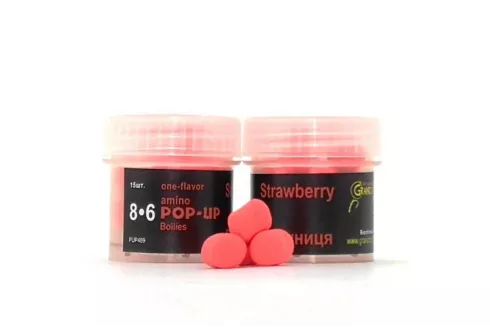 Бойлы Grandcarp Amino POP-UPs ⌀8х6мм 15шт Strawberry