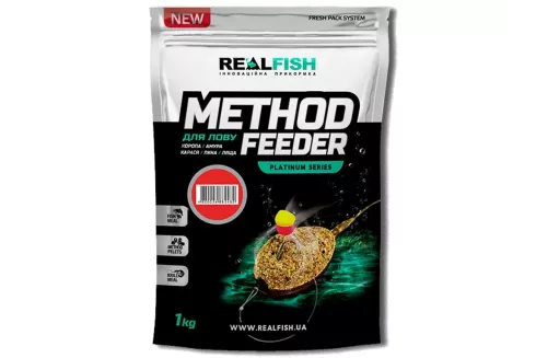 Прикормка Real Fish Метод Фідер Squid Cranberry (Кальмар-журавлина) 0.8кг
