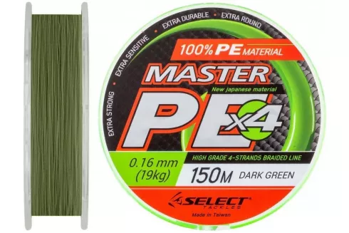 Шнур Select Master PE 150м/ 0.16мм (темно-зелений)