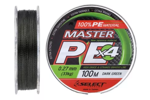 Шнур Select Master PE 100м/ 0.27мм 33кг (темно-зелений)