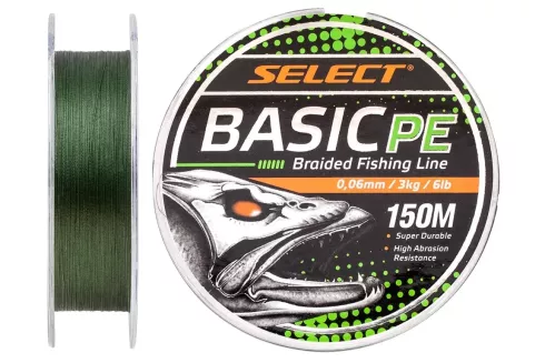 Шнур Select Basic PE 150м 0.06мм 6lb/ 3кг (темно-зелений)