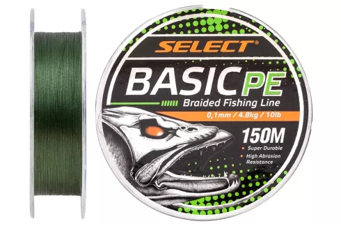 Шнур Select Basic PE 150м 0.10мм 10lb/ 4.8кг (темно-зеленый)