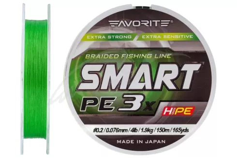 Шнур Favorite Smart PE 3x 150м #0.2/0.076мм 4lb/ 1.9кг (зелений)