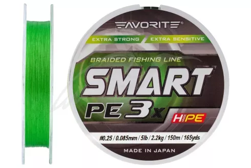 Шнур Favorite Smart PE 3x 150м #0.25/0.085мм 5lb/ 2.2кг (зелений)