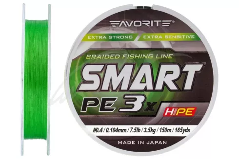Шнур Favorite Smart PE 3x 150м #0.4/0.104мм 7.5lb/ 3.5кг (зелений)
