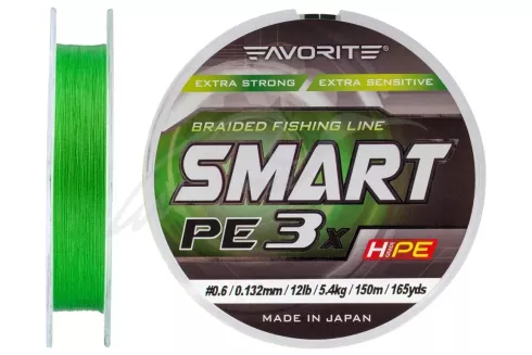 Шнур Favorite Smart PE 3x 150м #0.6/0.132мм 12lb/ 5.4кг (зеленый)