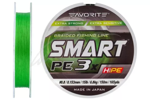 Шнур Favorite Smart PE 3x 150м #0.8/0.153мм 15lb/ 6.8кг (зеленый)