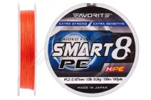 Шнур Favorite Smart PE 8x 150м #1.2/0.187мм 15lb/ 9.5кг (червоно-помаранчевий)
