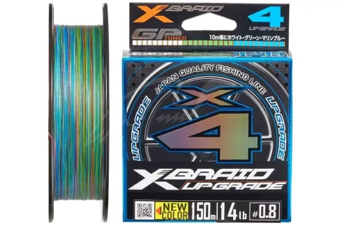 Шнур YGK X-Braid Upgrade X4 (3 colored) 150м #0.4/0.104мм 8lb/3.6кг