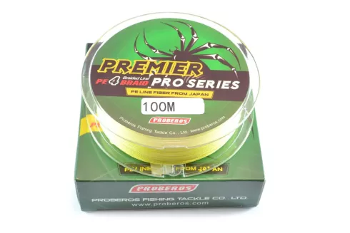 Шнур Proberos Premier PE 4x 100м 0.10мм 2.7кг (жовтий)