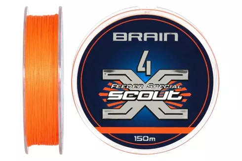 Шнур Brain Scout 4X 150м (fluoro Orange) 0.080мм 4.4кг