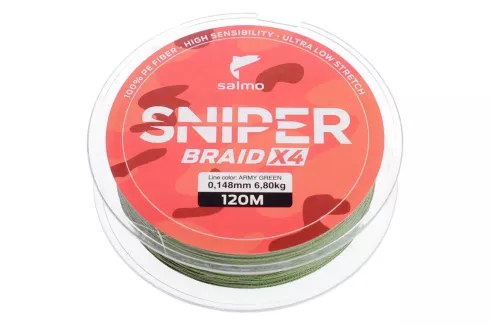 Шнур Salmo Sniper Braid X4 Army Green 120м 0.148мм 6.8кг