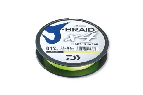 Шнур Daiwa J-Braid X4E 0.17мм 135м 8.4кг (желтый)