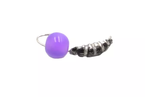 Мормишка вольфрамова Diskus Опариш з кулею 0.3г/ 2.5мм, колір: черный с серебром шар фиолет