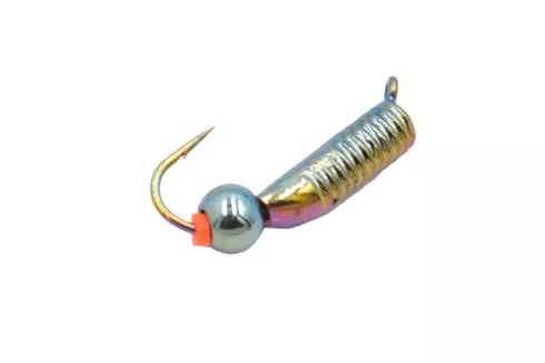 Мормышка вольфрамовая Diskus Столбик с шаром 1.1г/ 3.5мм, цвет: бензиновые разводы